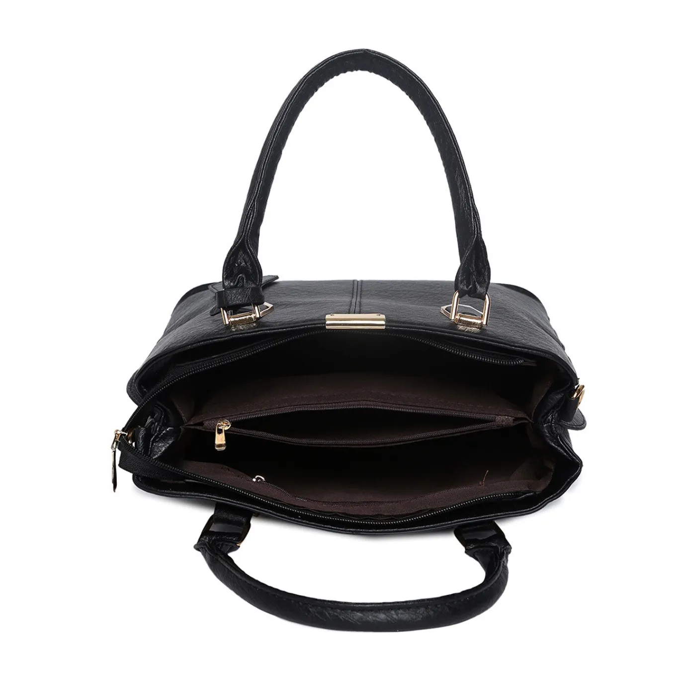 Women's Leather Handbag (Black) - 图片 4