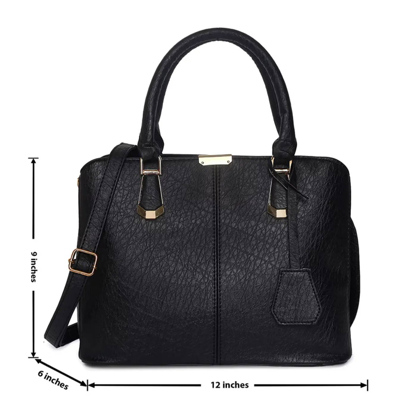 Women's Leather Handbag (Black) - 图片 5